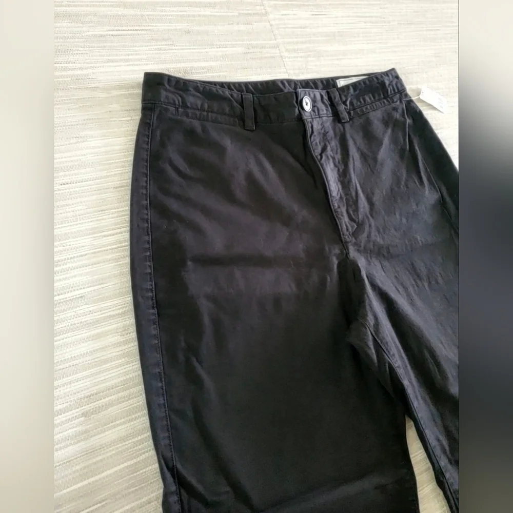 GAP High Rise Stride Wide Leg Canvas Khakis Ankle Pants Black Size 12 NWT RT$80